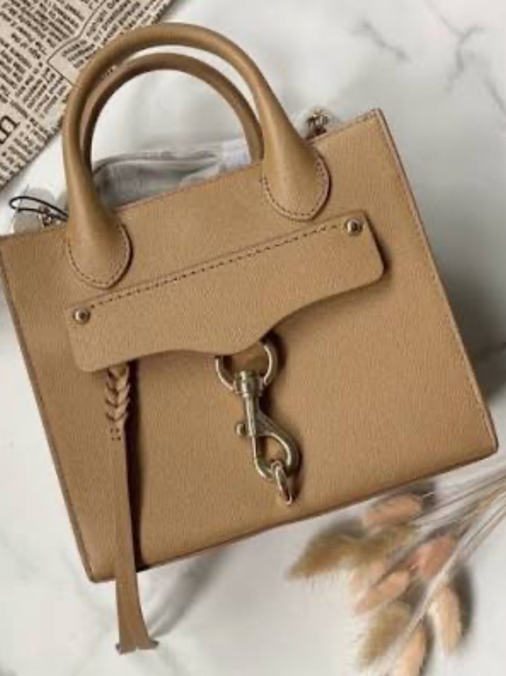 Rebecca Minkoff megan Camel Tan Mini Tote with gold Hardware